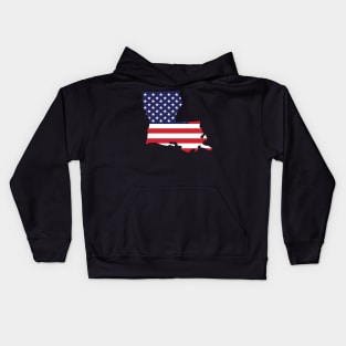 Louisiana State Shape Flag Background Kids Hoodie